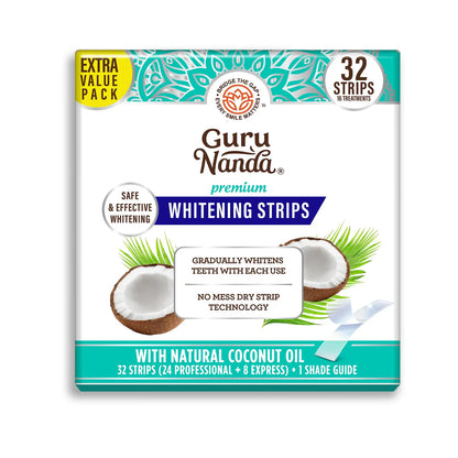GuruNanda Teeth Whitening Strips - 16-Day Treatment with Non-Slip, Dry Strip Technology - Whitening Designed with Care for a Brighter Smile